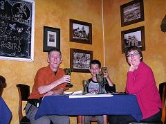 
Jerome Ryan, Peter Ryan, and Charlotte Ryan enjoying our delicious lunch at the Caf Cultura in the Mariscal sector of Quito.
